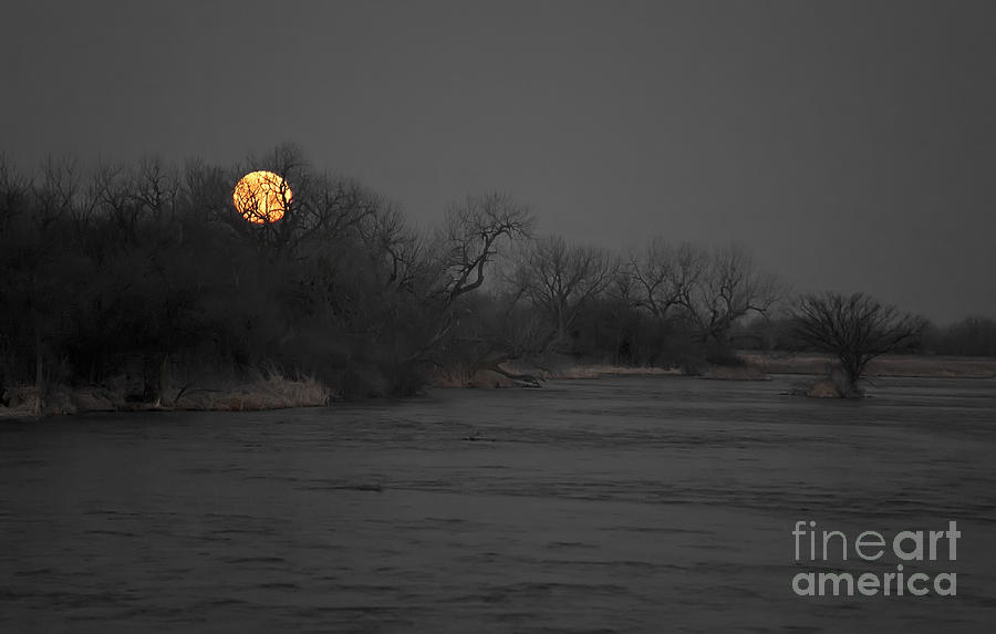 Full Moon On the Platte River Photograph by Jim West