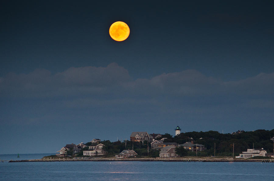 Full Moon Over East Chop Photograph by Steve Myrick