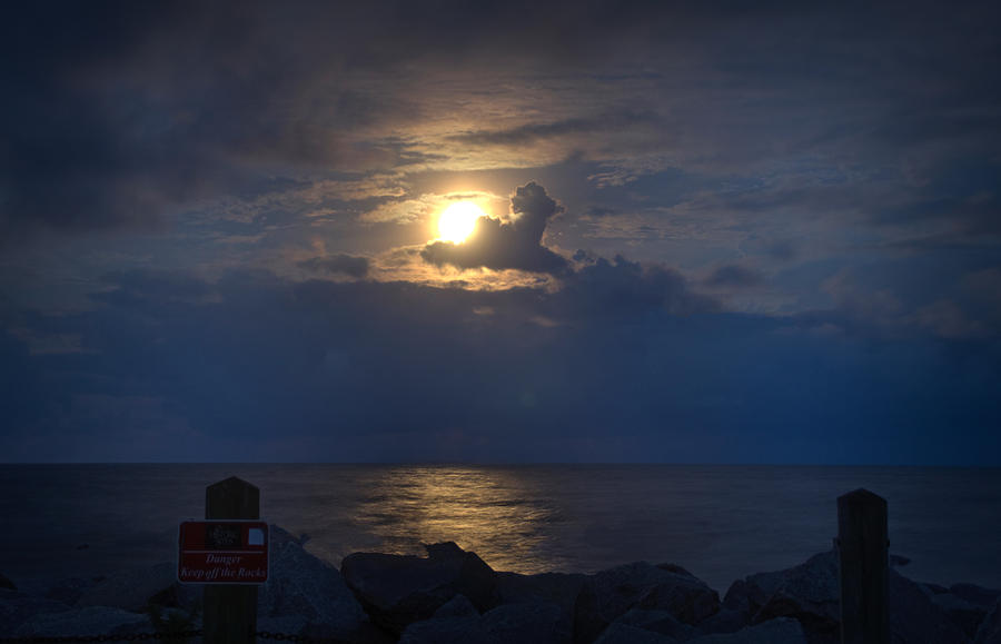 Full Moon Over Fort Fisher Photograph by Phil Mancuso