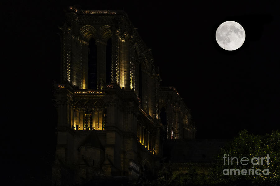 Full Moon Over Notre Dame Photograph by Elvis Vaughn