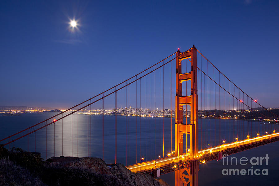 Full moon over San Francisco Photograph by Brian Jannsen