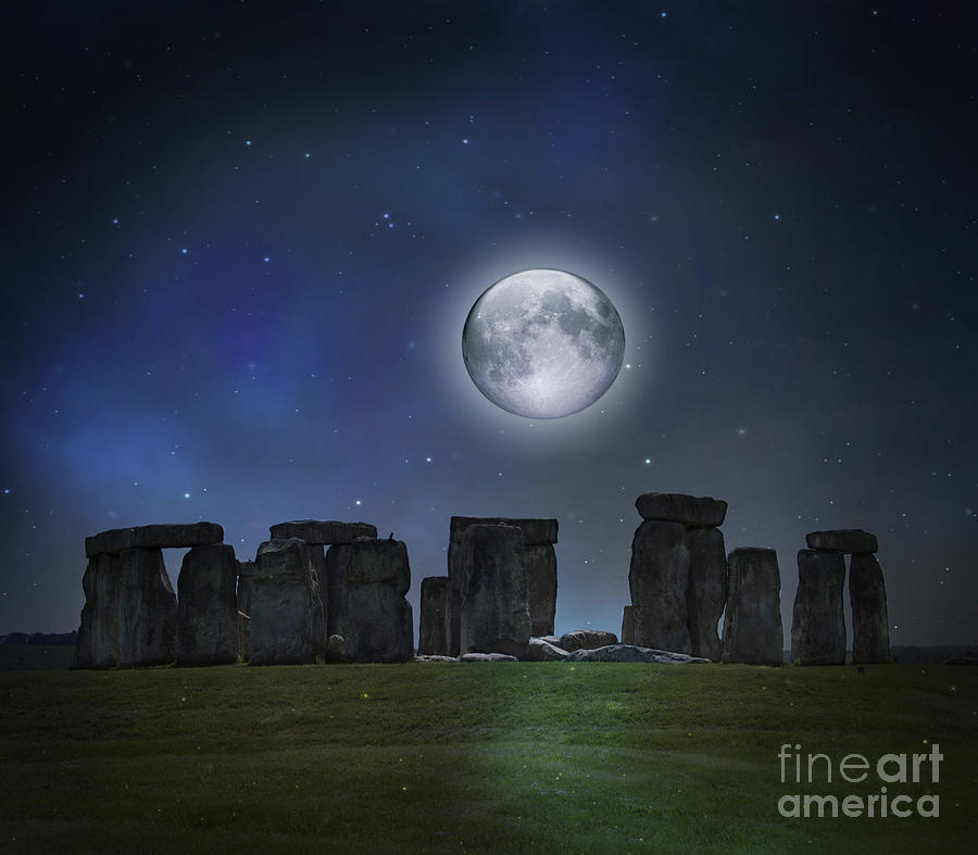 Full Moon Over Stonehenge Photograph by Juli Scalzi