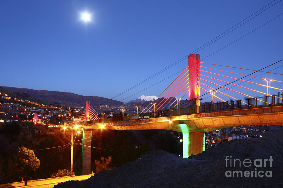 Full Moon over Triple Bridges La Paz Photograph by James Brunker