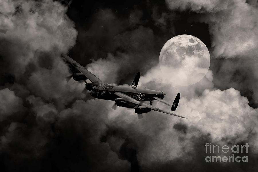 Avro Digital Art - Full Moon Raid by Airpower Art