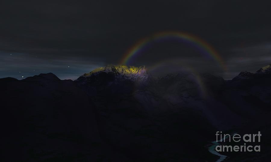Sunset Painting - Full Moon Rainbow by Pet Serrano