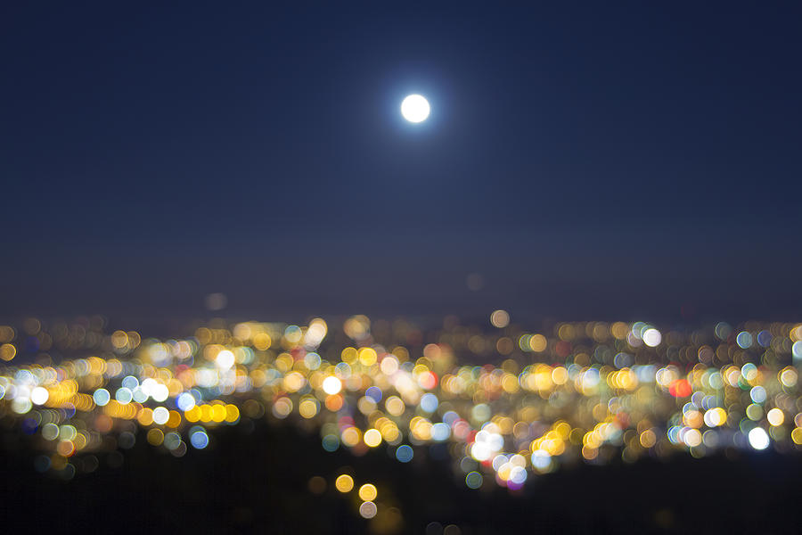Pixels　Jit　by　Photograph　Blurred　Rise　Lim　Lights　City　Over　Moon　Full　Landscape