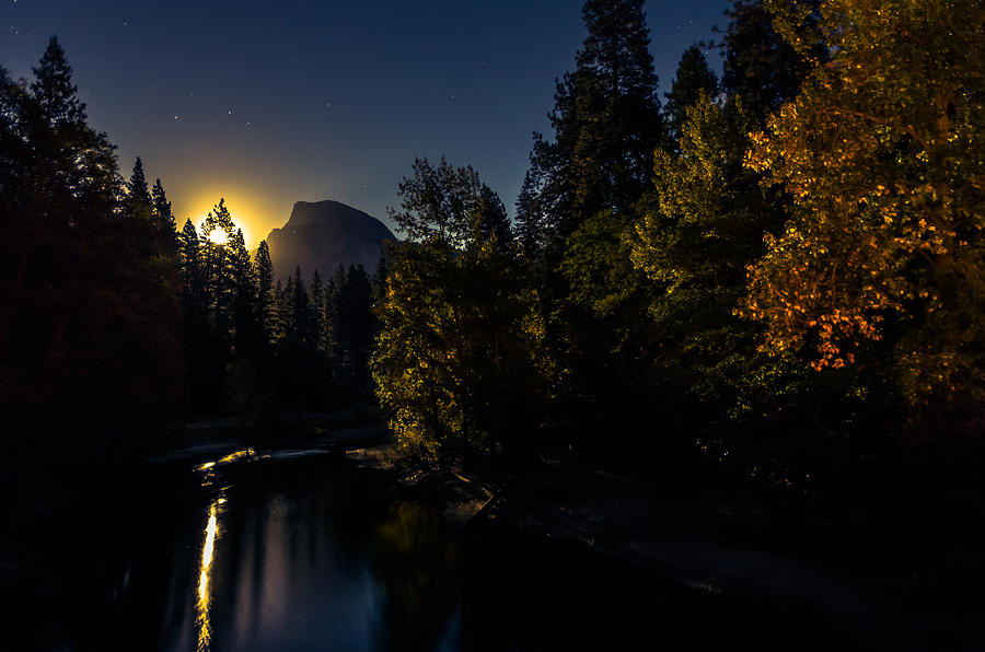 Full moon rising over Half Dome Photograph by Scott McGuire