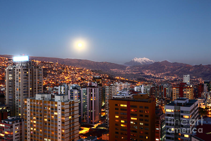 Full Moon Rising Over La Paz Photograph by James Brunker