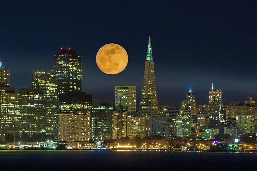 Full Moon San Francisco Skyline by Christopher Chan