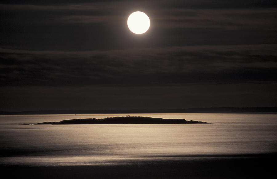 Full Moon Seen Over The Ocean, Maine Photograph by Chris Pinchbeck Full Moon Seen Over The Ocean, Maine Photograph by Chris Pinchbeck