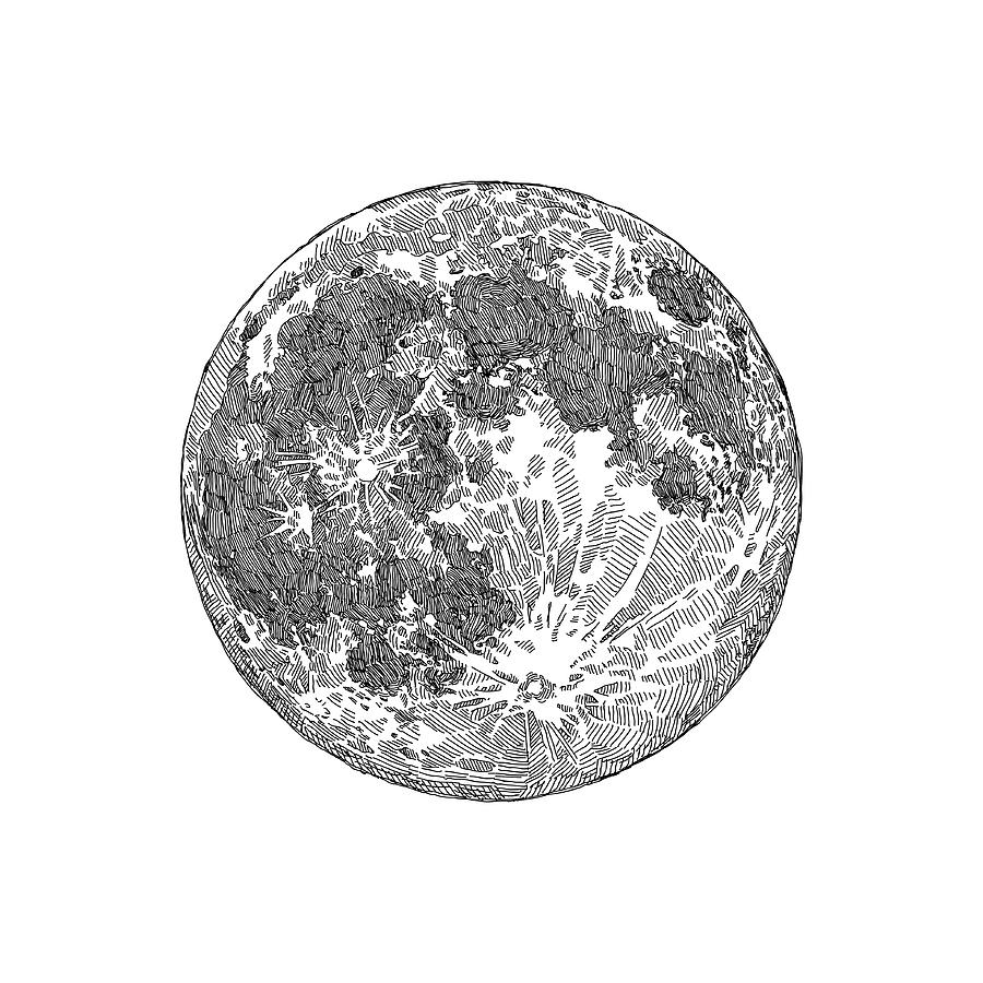 Full Moon Sketch Drawing by Saemilee