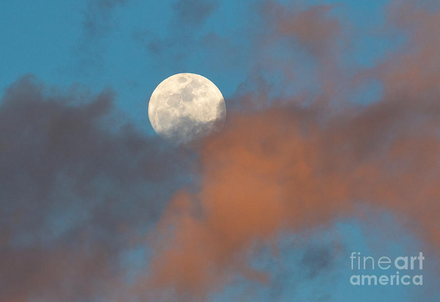 Full Moon Through The Sunset Clouds Photograph by Mimi Ditchie