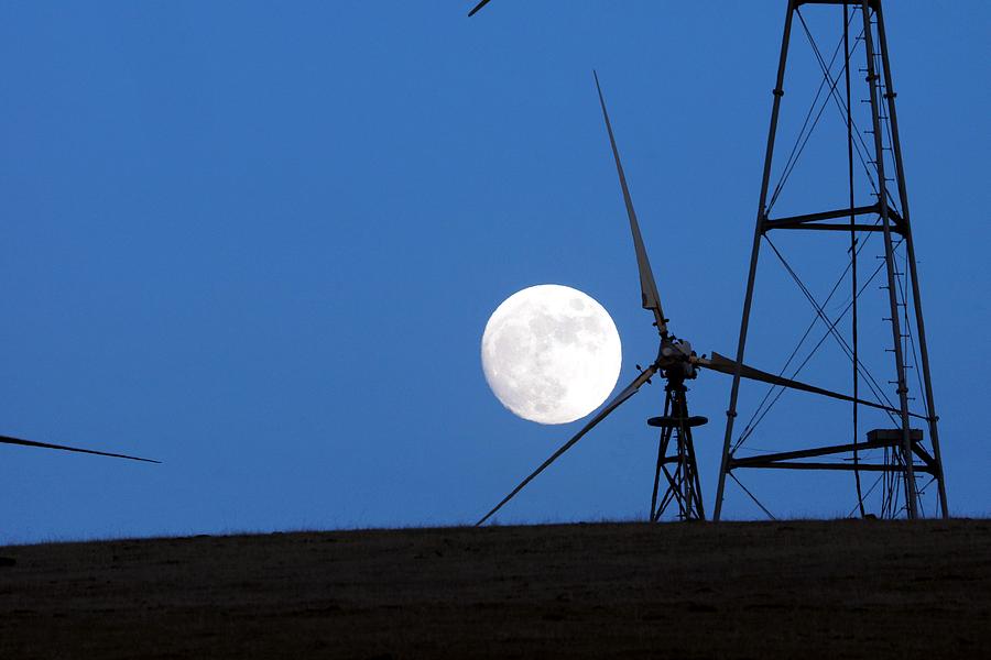 Full Moon Windmills Photograph