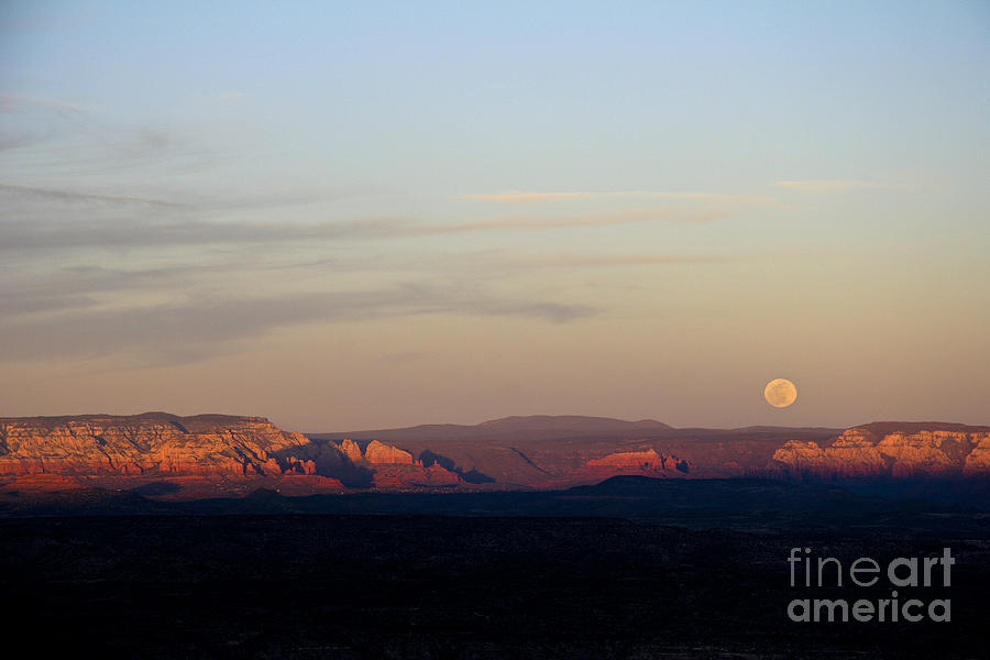 Full Moonrise over Red Rocks of Sedona Photograph by Ron Chilston
