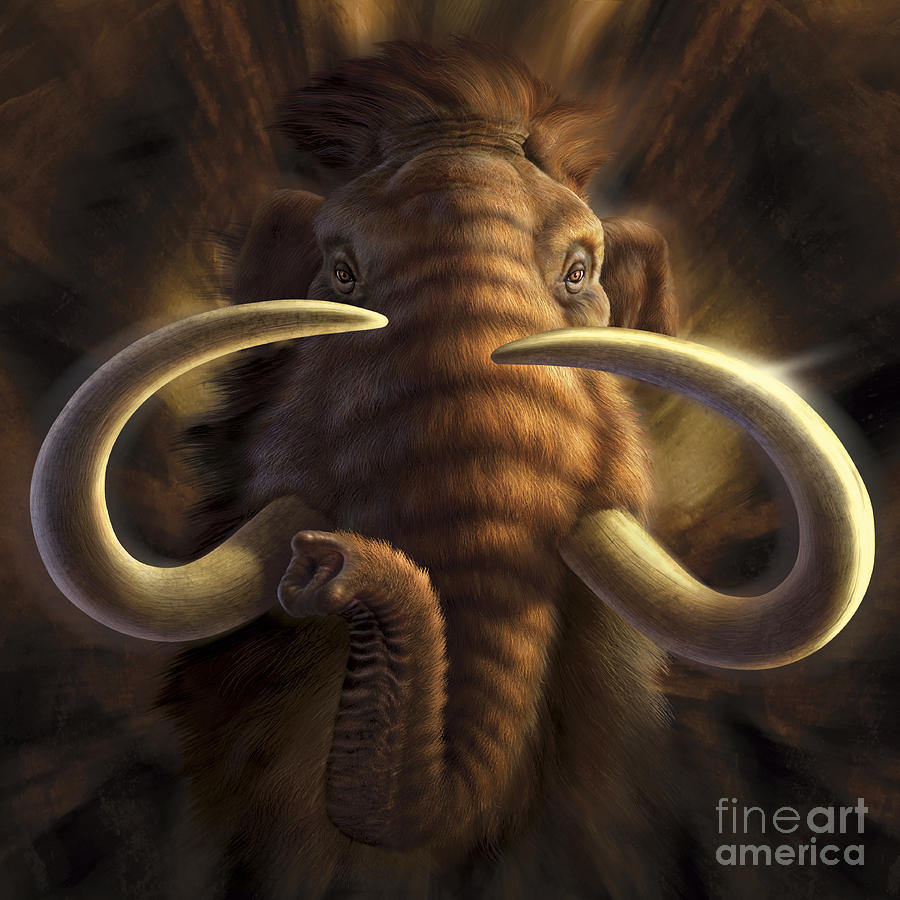 Wildlife Digital Art - Full On View Of A Woolly Mammoth by Jerry LoFaro