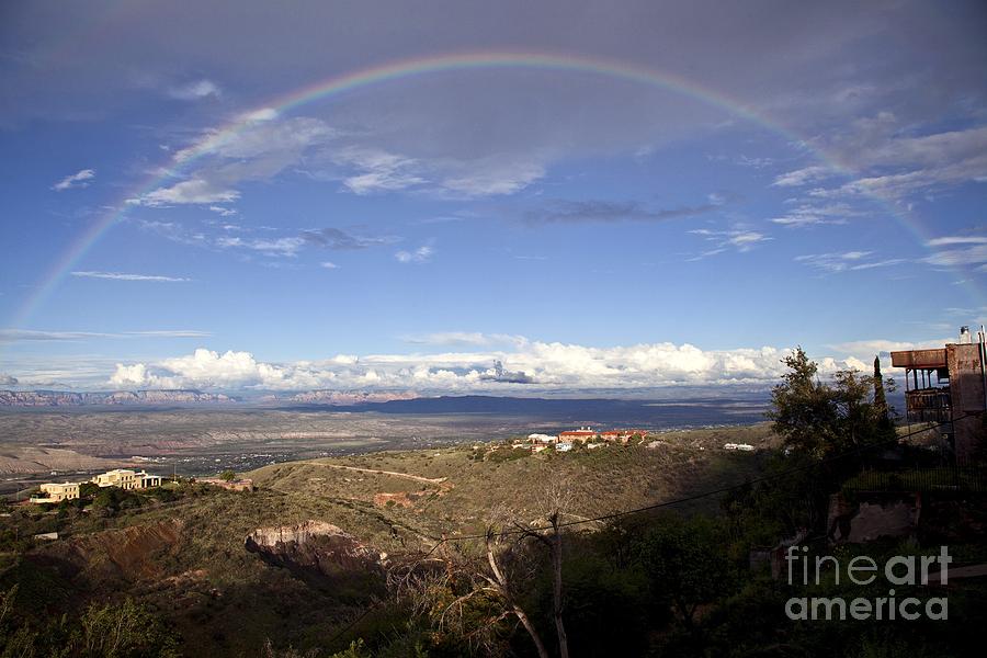 Full Rainbow over Jerome Photograph by Ron Chilston