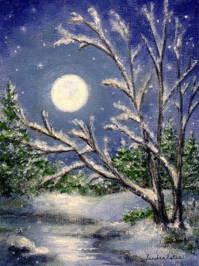 Full Snow Moon Painting by Sandra Estes