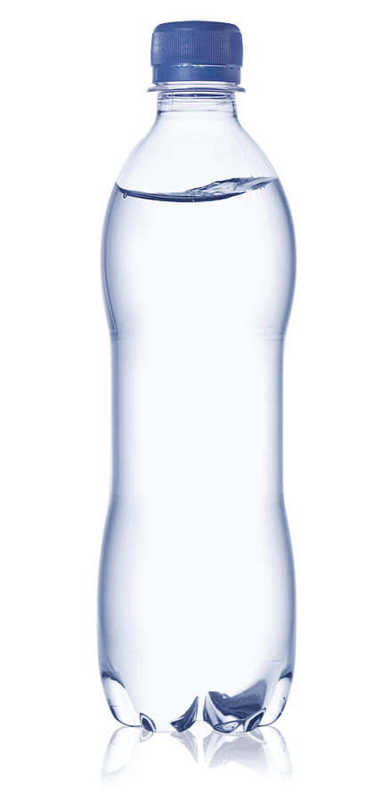 Full water bottle with cap on a white background Photograph by Julichka
