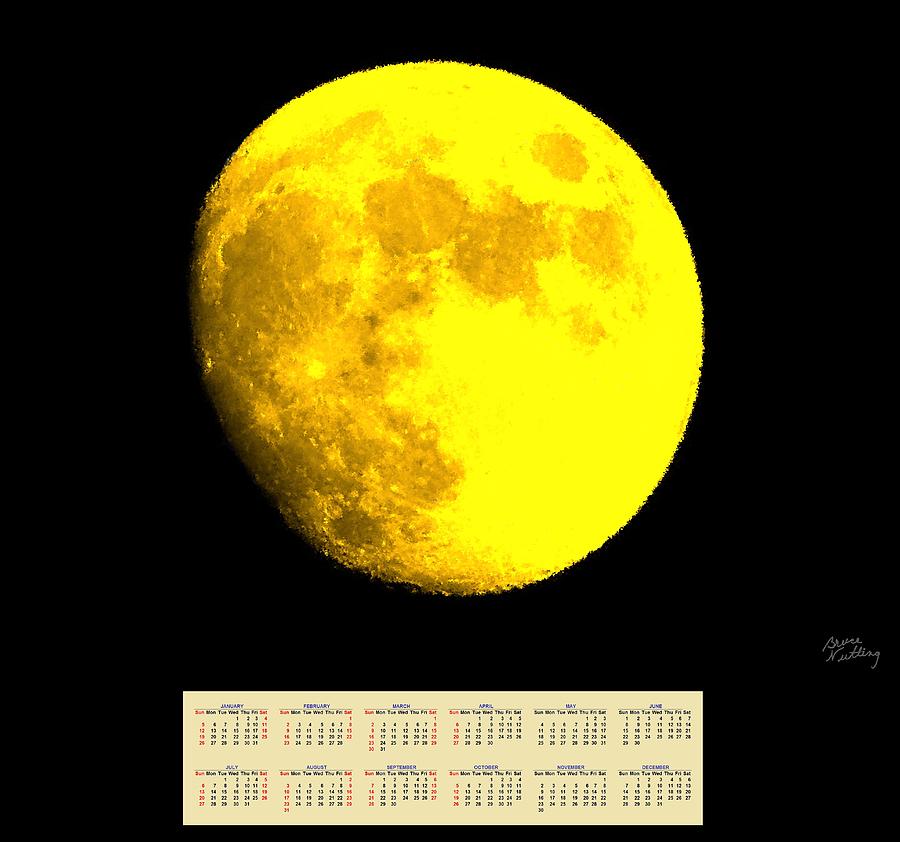 Full Yellow Moon 2014 Calendar Painting by Bruce Nutting