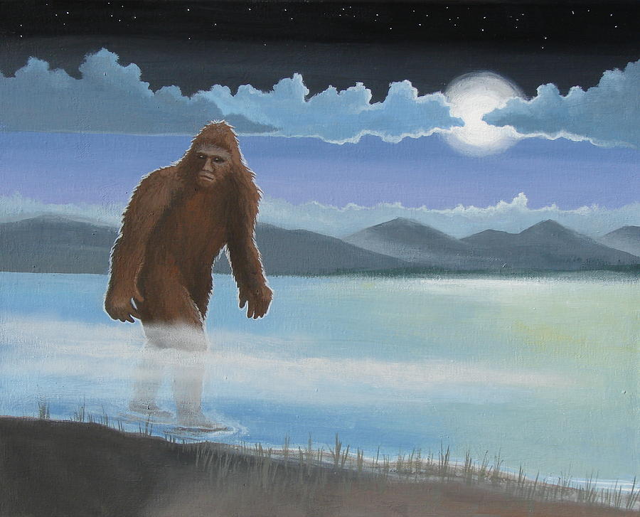 Mountain Painting - Fullmoon Squatch by Stuart Swartz