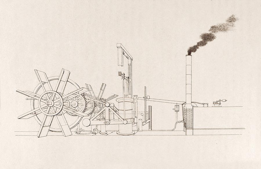 Device Photograph - Fultons Paddleboat Engine by Science, Industry And Business Library/new York Public Library