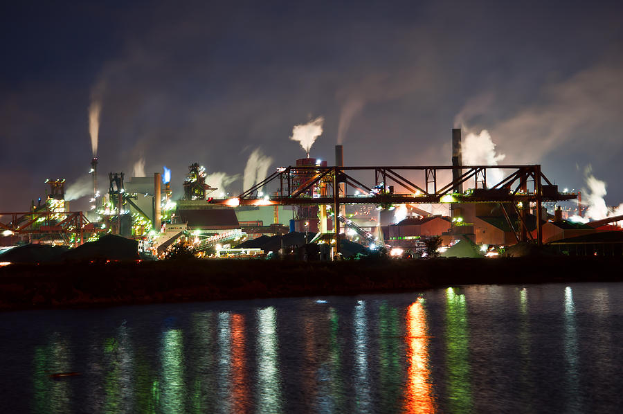 Hamilton Ontario Photograph - Fumes from steel mill in Hamilton harbour by Marek Poplawski
