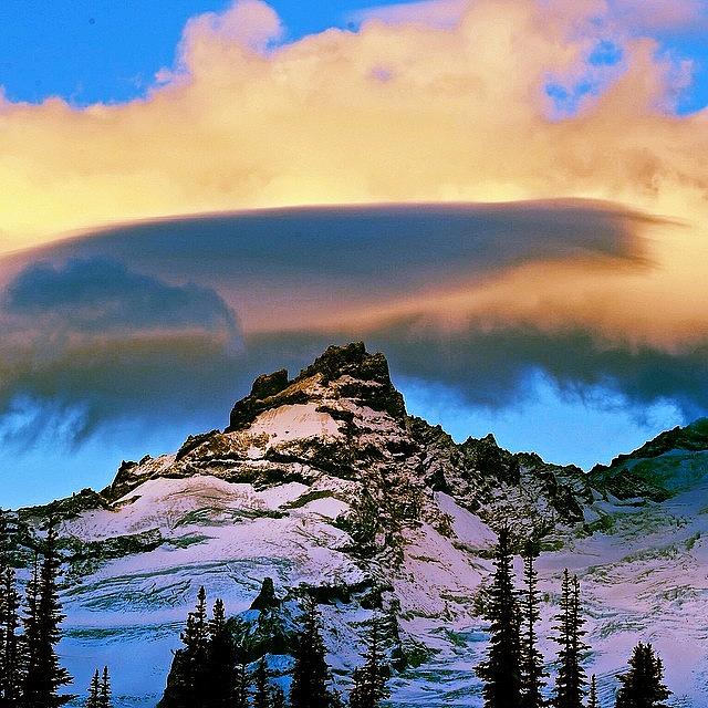 Seattle Photograph - Fun Cloud Formations On Little Tahoma by Sameer Halai