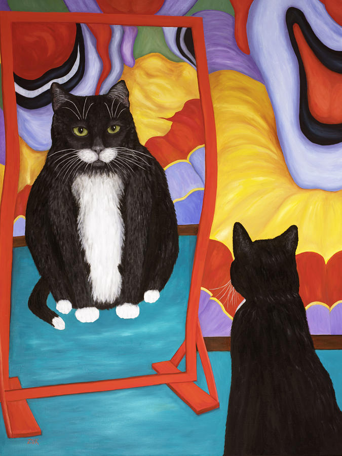 Fantasy Painting - Fun House Fat Cat by Karen Zuk Rosenblatt