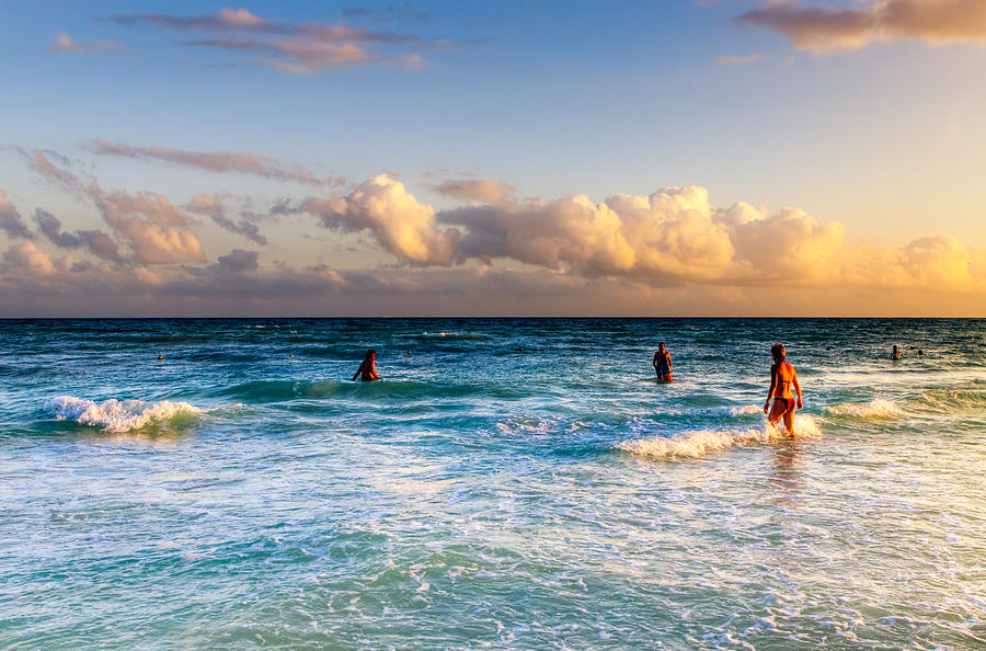 Fun In The Sea At Playa Del Carmen Photograph by Mark E Tisdale