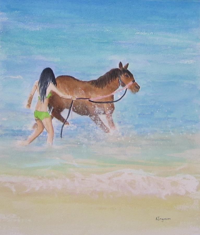 Fun on the Beach Painting by Elvira Ingram