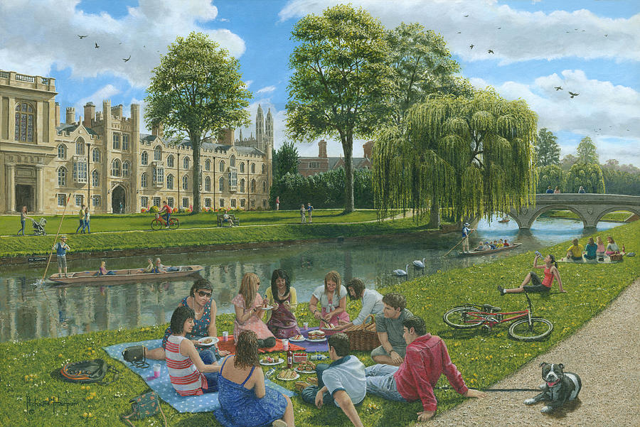 Fun on the River Cam Cambridge Painting by Richard Harpum