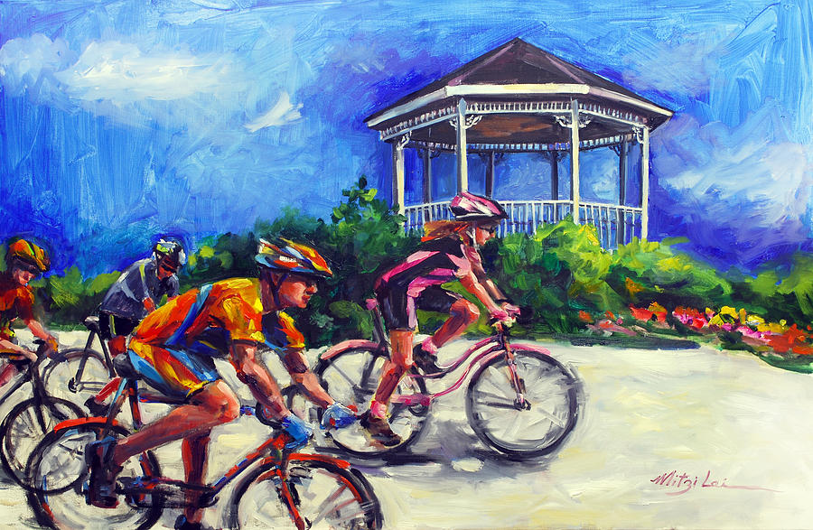 Summer Painting - Fun Time in Bicycling by Mitzi Lai