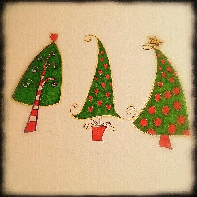 Fun Whimsical Christmas Tree Drawing Photograph by Beth Macre