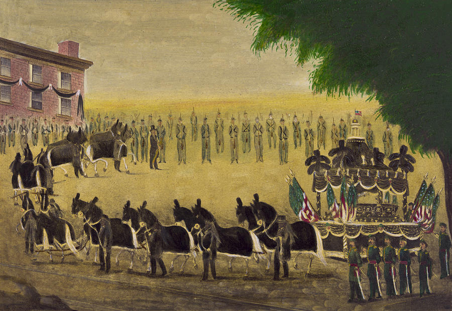 Funeral car of President Lincoln circa 1879 Drawing by Aged Pixel
