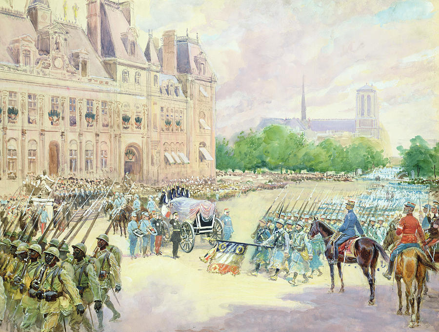 Architecture Painting - Funeral of General Joseph Gallieni by Alphonse Lalauze