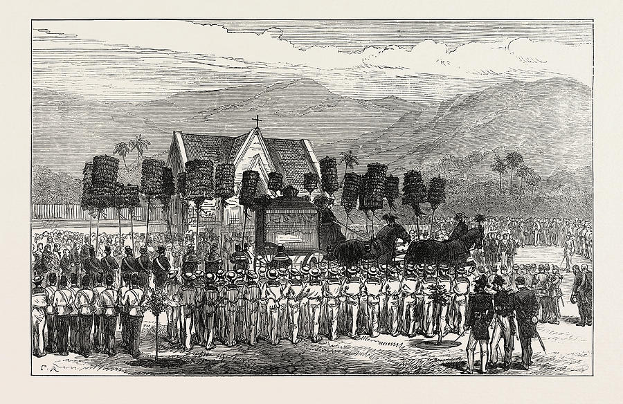 Vintage Drawing - Funeral Of The King Of The Sandwich Islands by English School