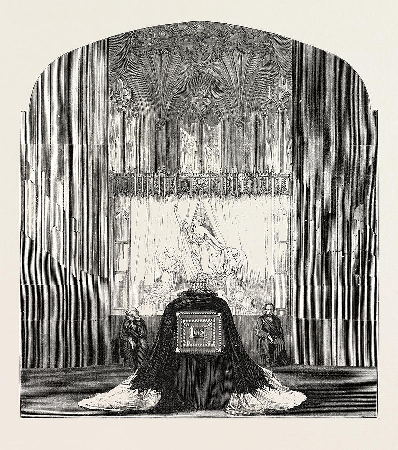 Vintage Drawing - Funeral Of The Late Duchess Of Kent The Ante-chapel St by English School