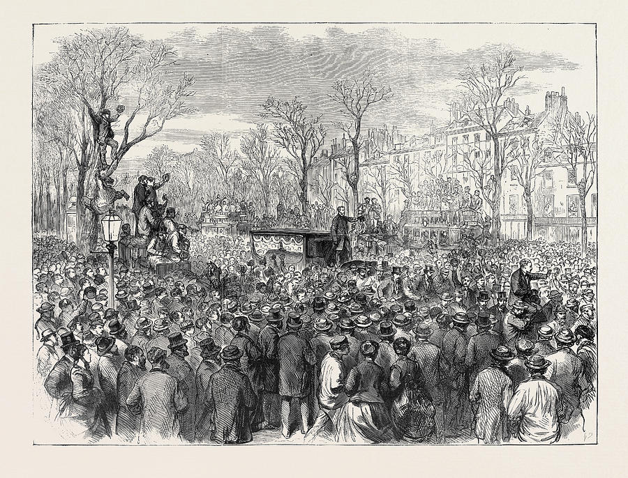 Vintage Drawing - Funeral Of Victor Noir by English School