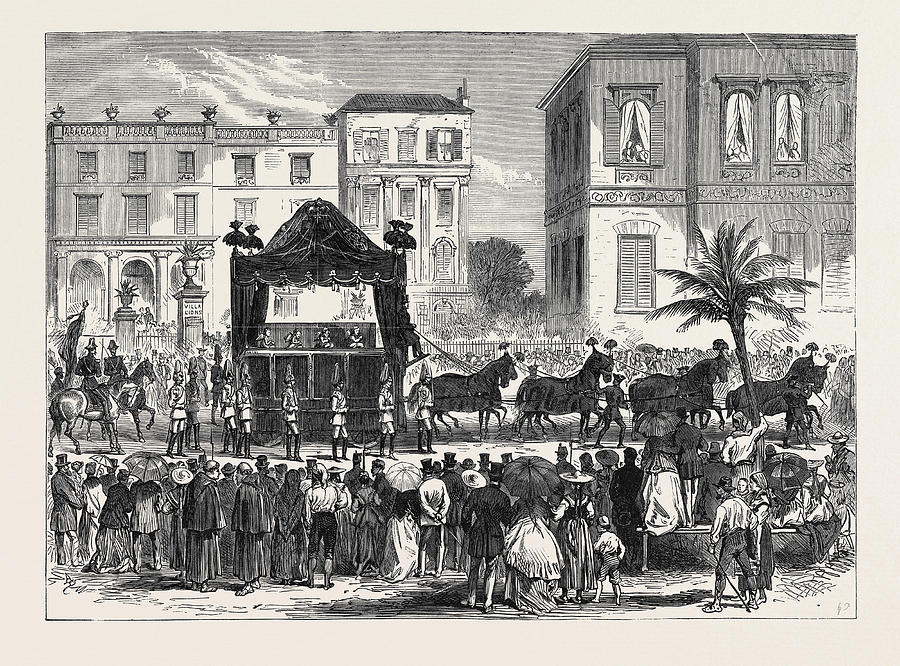 Architecture Drawing - Funeral Procession Of The Late King Of Bavaria At Nice by English School