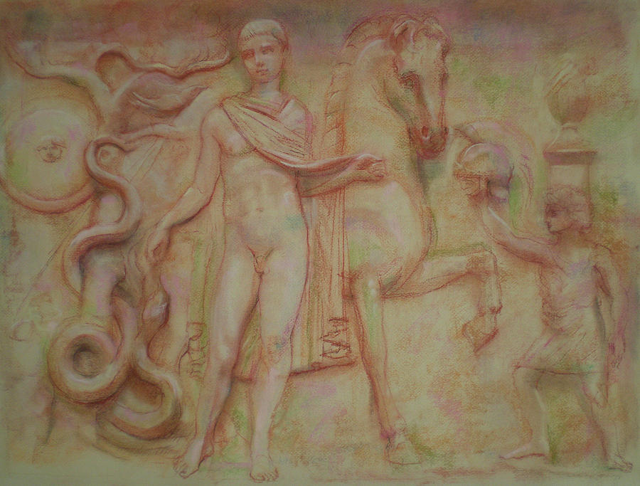 Funerary marble Drawing by Paez  ANTONIO