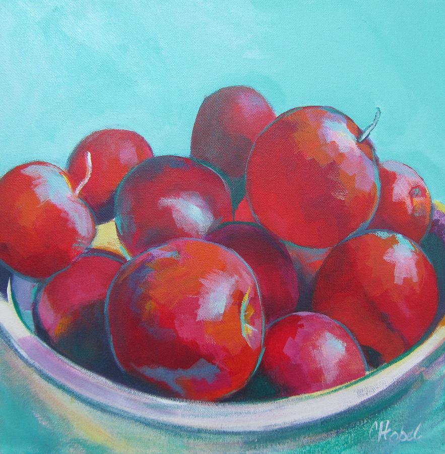 Funky Apples Painting Painting by Chris Hobel