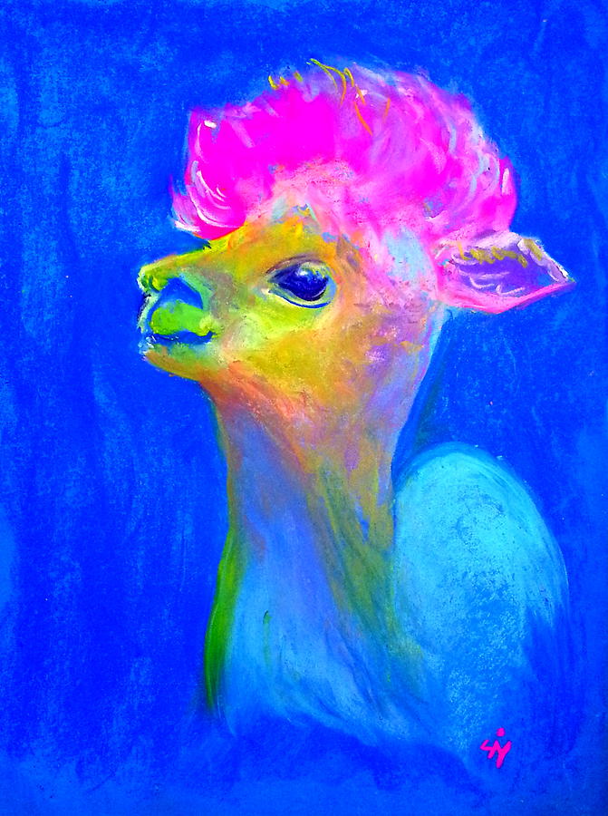 Funky Baby Alpaca Painting by Sue Jacobi