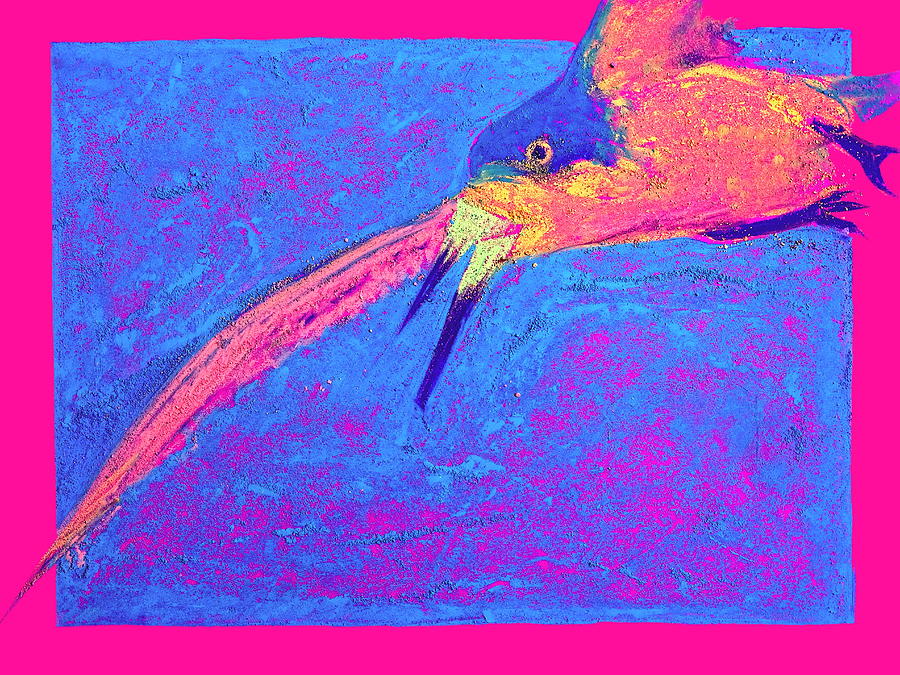 Funky Black Skimmer Bird in Flight Art Prints Painting by Sue Jacobi