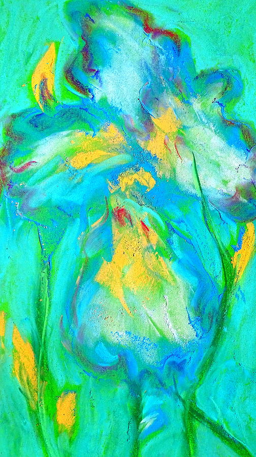 Iris Painting - Funky Blue Iris Flower Art Prints by Sue Jacobi