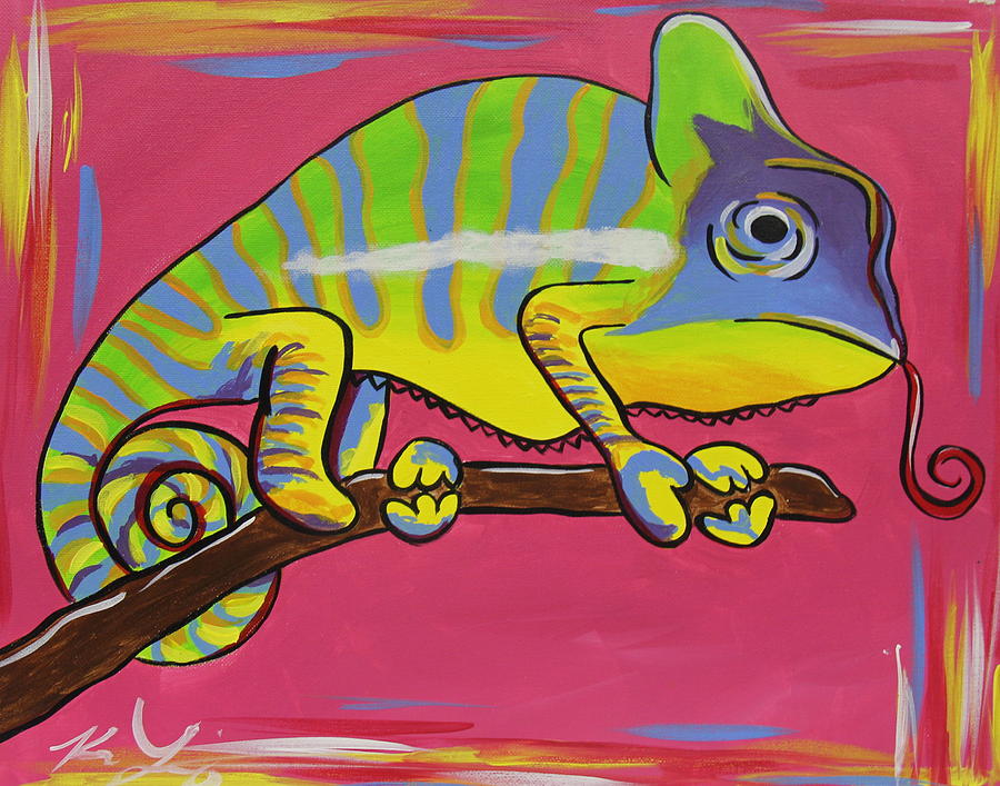 Funky Chameleon Painting by Uptown Art - Fine Art America