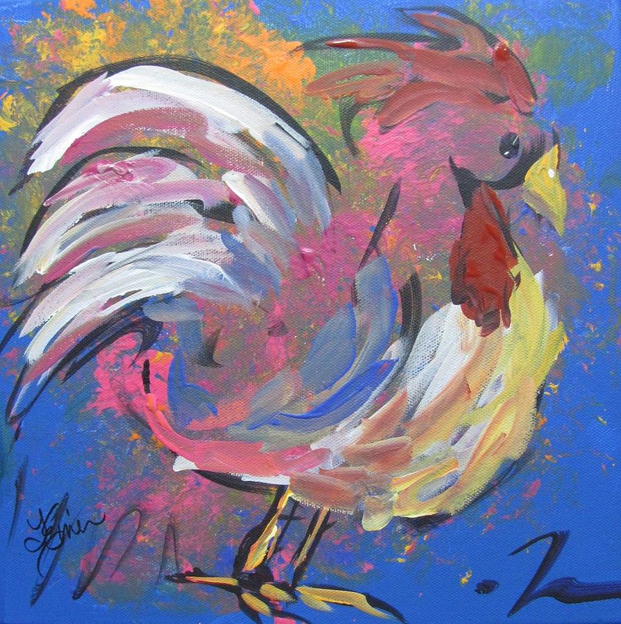 Funky Chicken Painting by Terri Einer