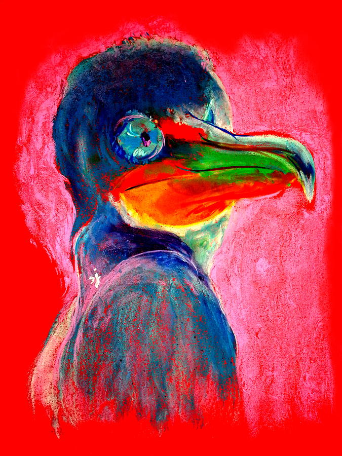 Funky Cormorant Baby Bird Art Print Painting by Sue Jacobi