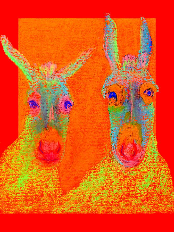 Animal Painting - Funky Donkeys Art Prints by Sue Jacobi
