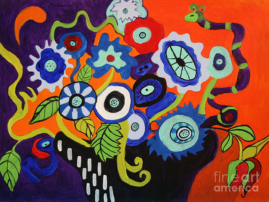 Funky Flowers 2 Painting by Alison Caltrider