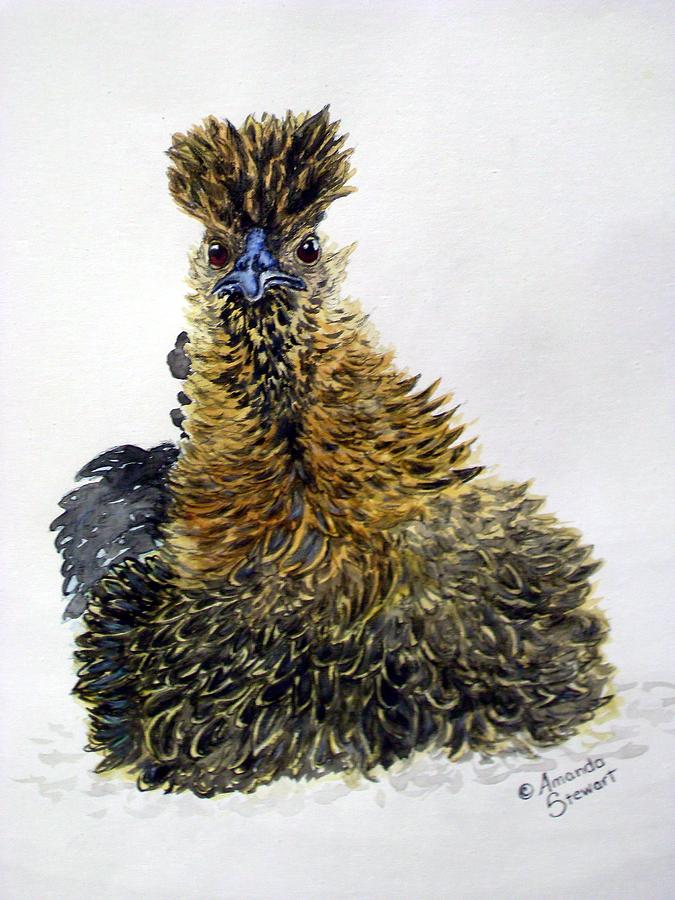 Chicken Painting - Funky Frizzle Chicken by Amanda Hukill